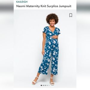 KAILEIGH Naomi Maternity Knit Surplice Jumpsuit, large